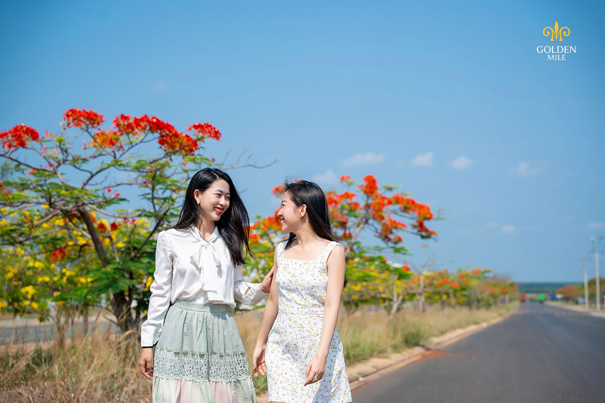 con đường hoa ấn tượng tại TP.Đồng Xoài